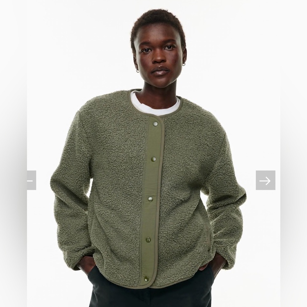 Aritzia Wilfred Free Army Green Teddy Relaxed sherpa fleece liner Jacket